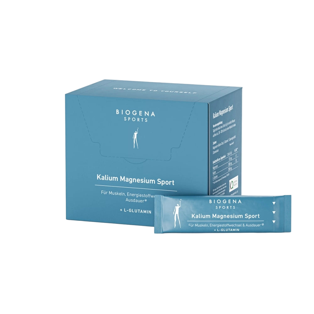 Biogena Kalium Magnesium Sport papildas sportuojantiems su kaliu, magniu ir L-glutaminu
